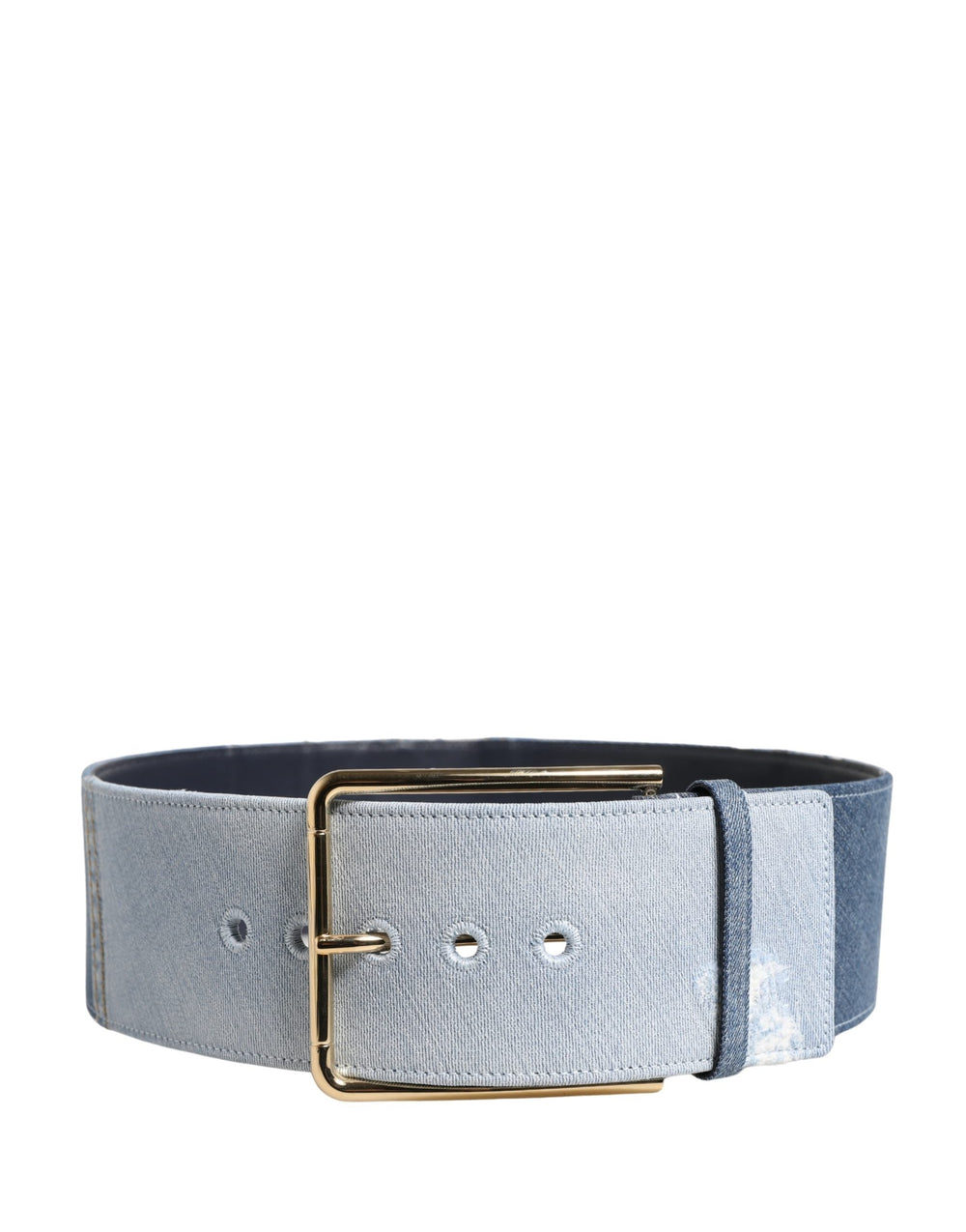 Women’s Dolce & Gabbana Blue Two Tone Denim Gold Metal Buckle Belt