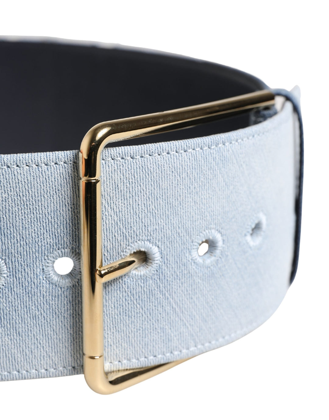 Women’s Dolce &amp; Gabbana Blue Two Tone Denim Gold Metal Buckle Belt