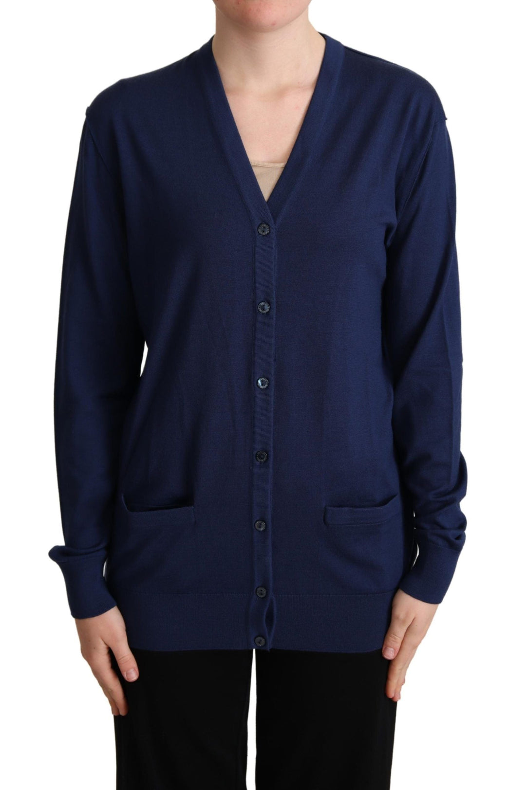 Women’s Dolce &amp; Gabbana Blue Virgin Wool Button Down Cardigan Sweater