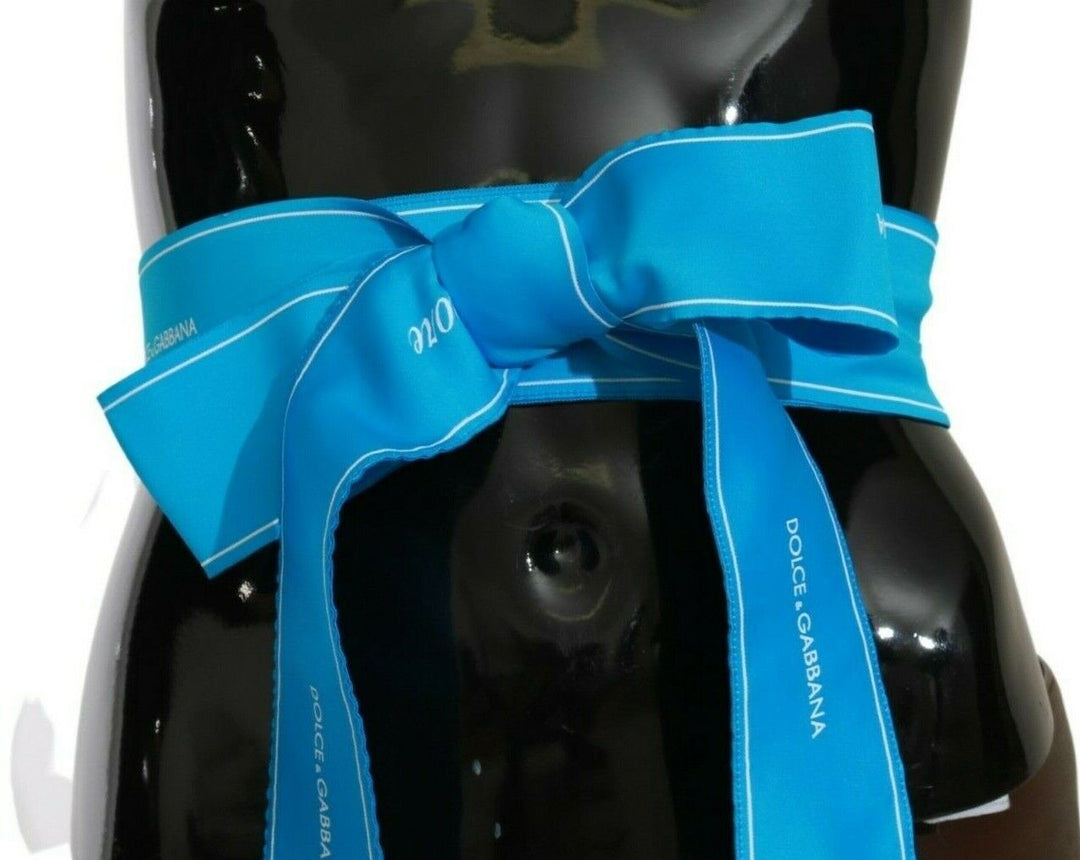 Women’s Dolce &amp; Gabbana Blue Waist Ribbon Wide Bow Belt