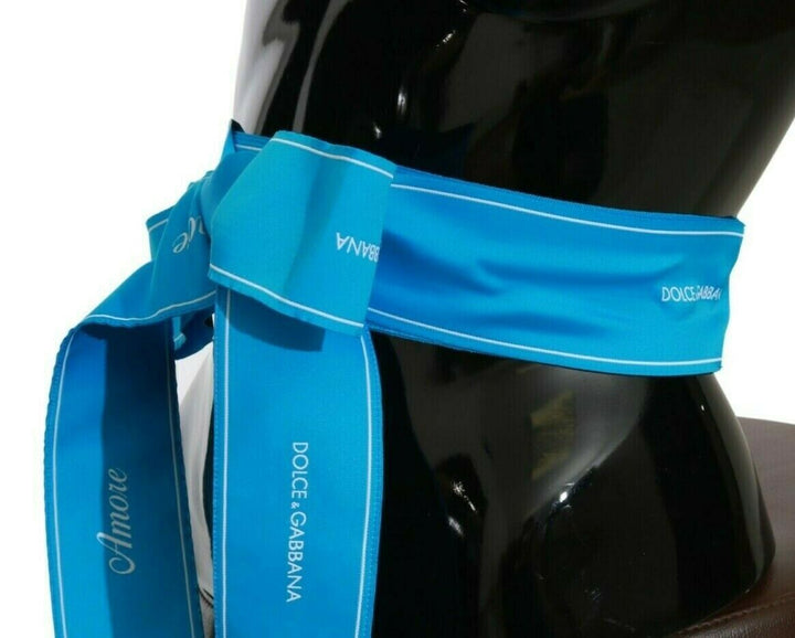 Women’s Dolce &amp; Gabbana Blue Waist Ribbon Wide Bow Belt