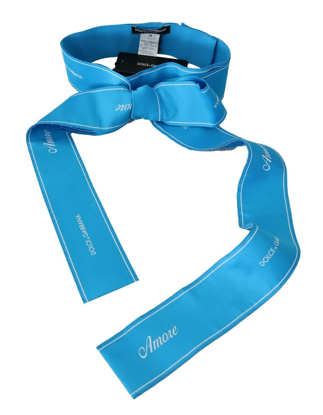 Women’s Dolce &amp; Gabbana Blue Waist Ribbon Wide Bow Belt