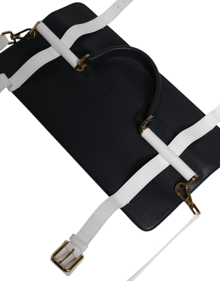 Women’s Dolce &amp; Gabbana Blue White Calfskin Leather Crossbody Shoulder Bag