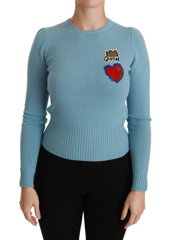 Women’s Dolce &amp; Gabbana Blue Wool Queen Heart Pullover Sweater