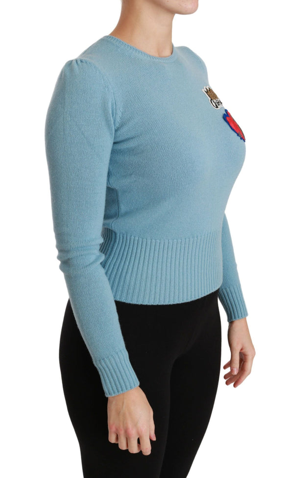 Women’s Dolce & Gabbana Blue Wool Queen Heart Pullover Sweater
