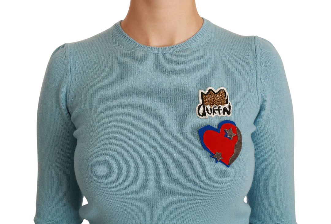 Women’s Dolce &amp; Gabbana Blue Wool Queen Heart Pullover Sweater