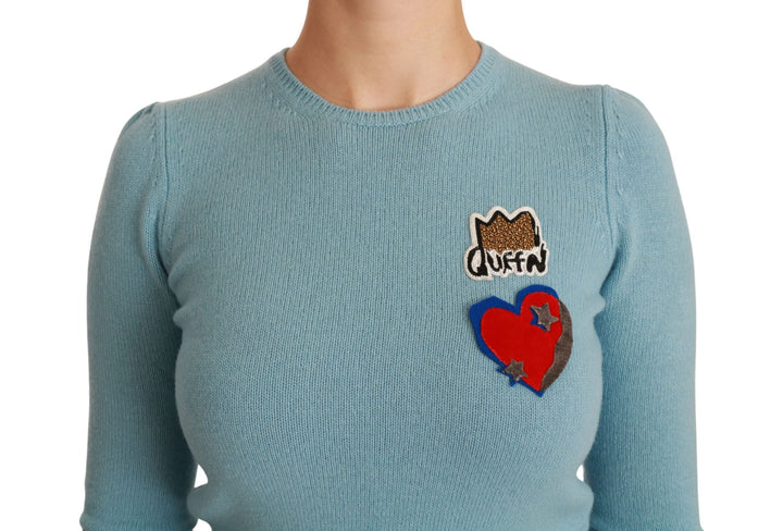 Women’s Dolce &amp; Gabbana Blue Wool Queen Heart Pullover Sweater