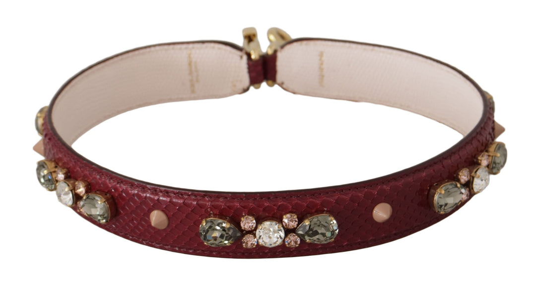Women’s Dolce &amp; Gabbana Bordeaux Leather Crystals Bag Shoulder Strap
