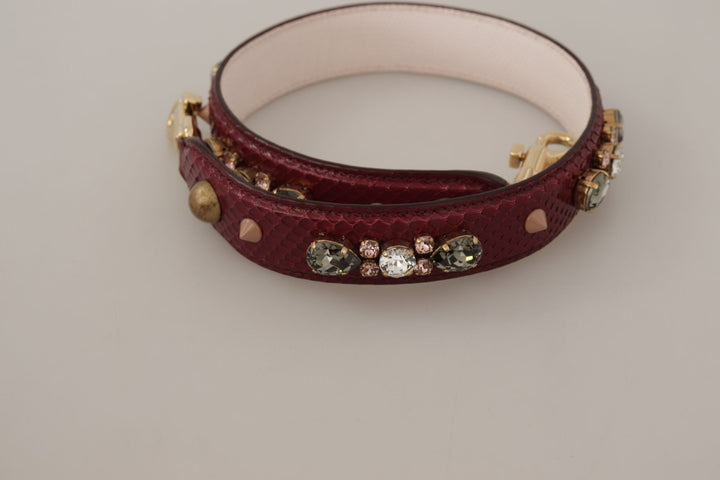 Women’s Dolce &amp; Gabbana Bordeaux Leather Crystals Bag Shoulder Strap