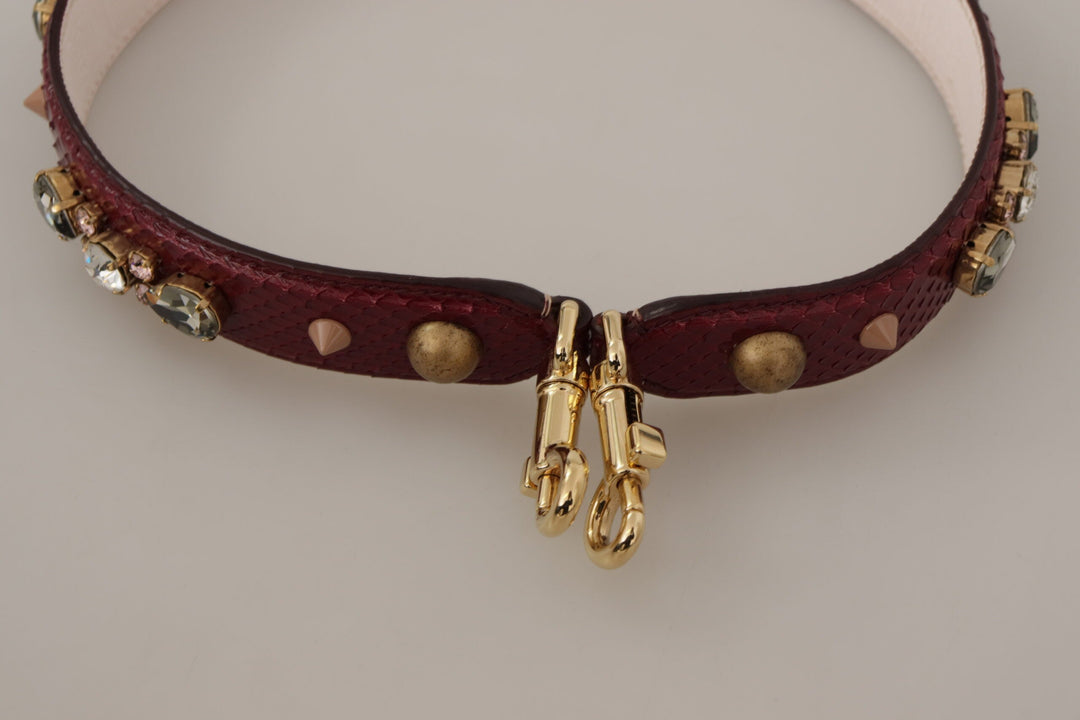 Women’s Dolce &amp; Gabbana Bordeaux Leather Crystals Bag Shoulder Strap