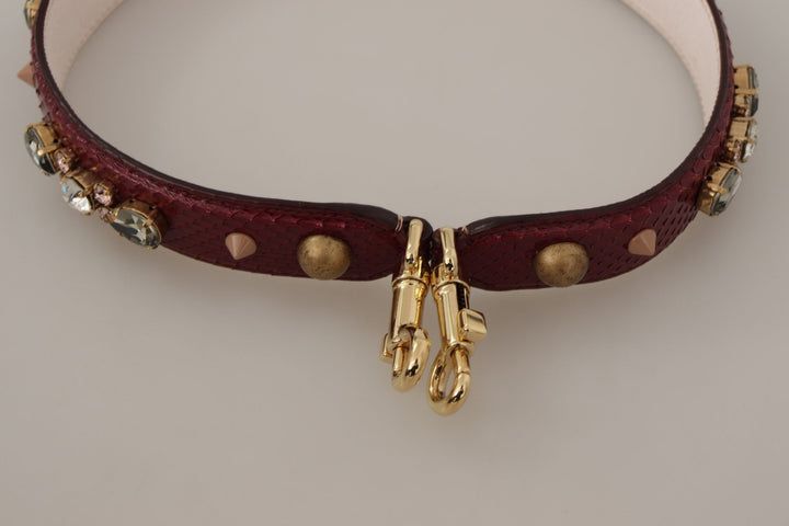 Women’s Dolce &amp; Gabbana Bordeaux Leather Crystals Bag Shoulder Strap