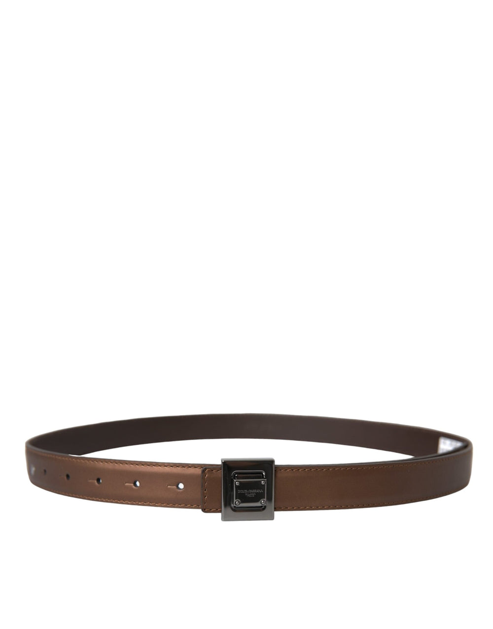 Women’s Dolce & Gabbana Bronze Leather Square Metal Buckle Belt