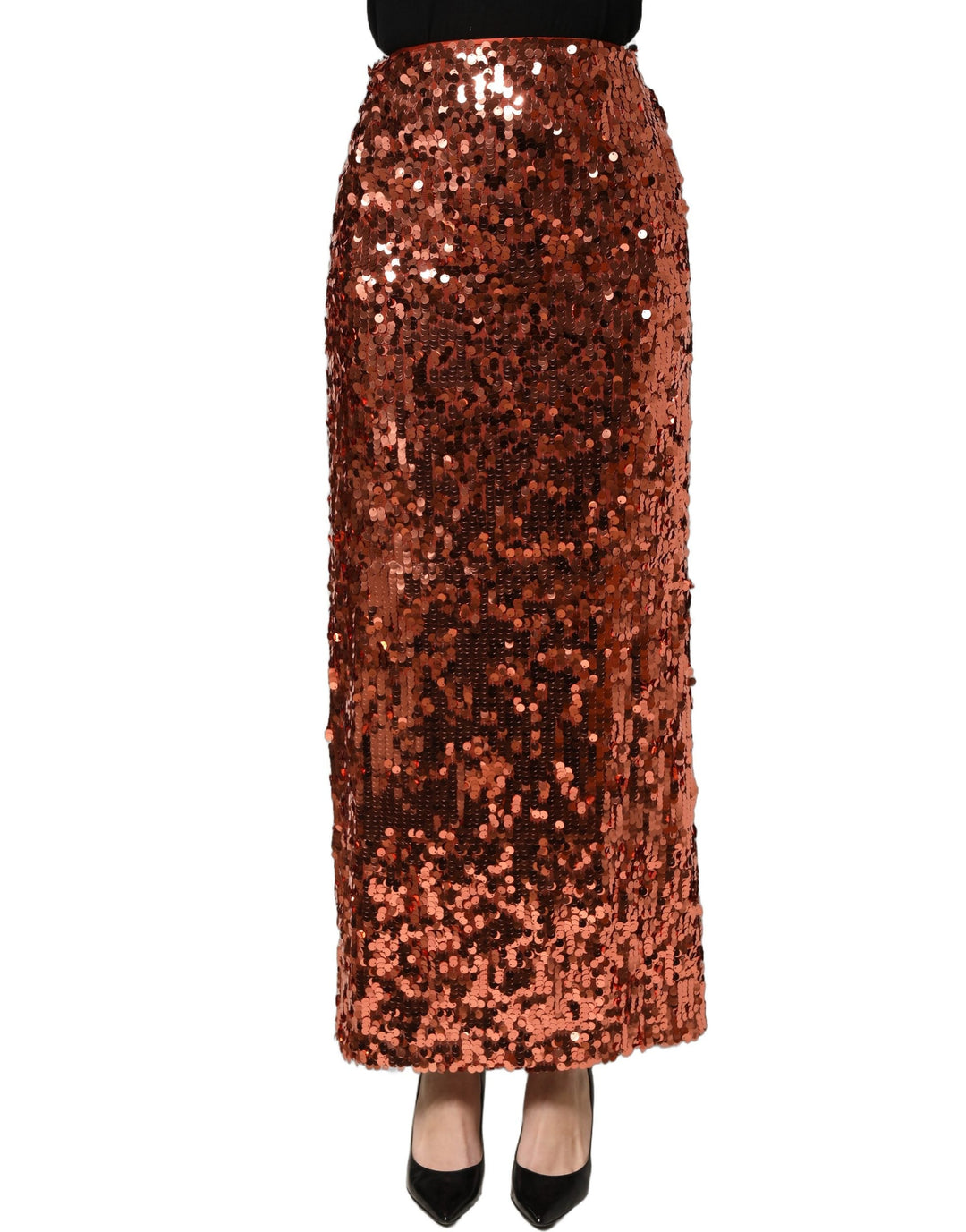Women’s Dolce &amp; Gabbana Bronze Sequin Highwaist Pencilcut Midi Skirt