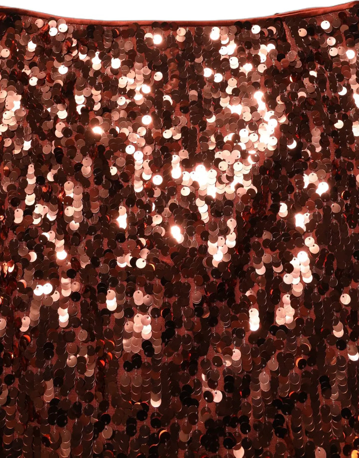 Women’s Dolce &amp; Gabbana Bronze Sequin Highwaist Pencilcut Midi Skirt