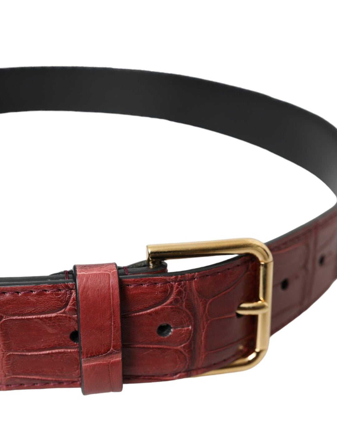 Women’s Dolce &amp; Gabbana Brown Alligator Leather Studded Metal Buckle Belt