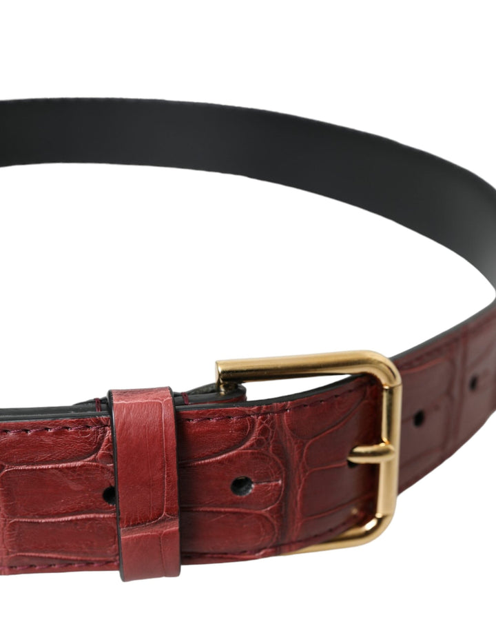 Women’s Dolce &amp; Gabbana Brown Alligator Leather Studded Metal Buckle Belt