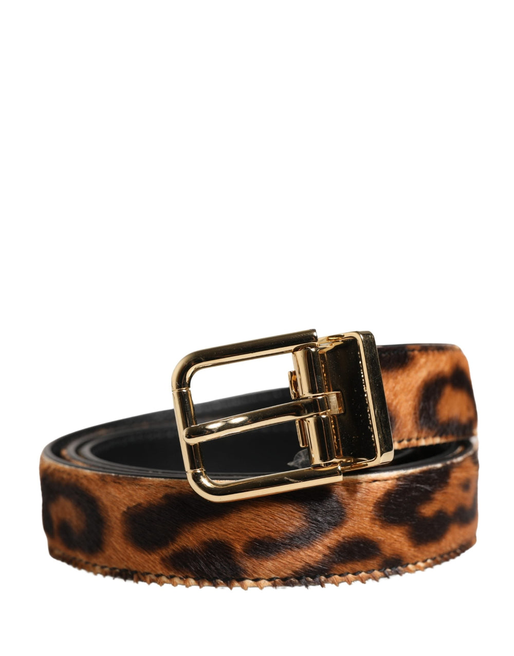 Women’s Dolce & Gabbana Brown Calf Fur Leopard Metal Buckle Belt