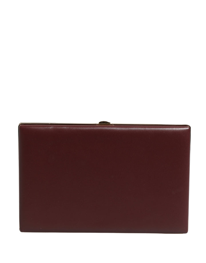 Women’s Dolce &amp; Gabbana Brown Calfskin Leather Clutch Evening Women Purse Bag