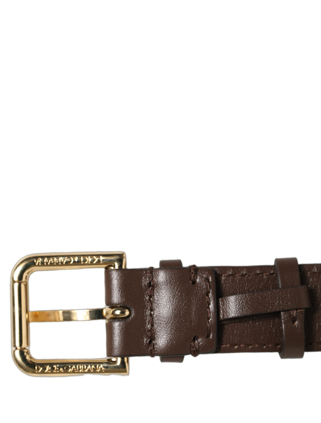 Women’s Dolce &amp; Gabbana Brown Calfskin Leather Gold Buckle Belt Strap Bracelet