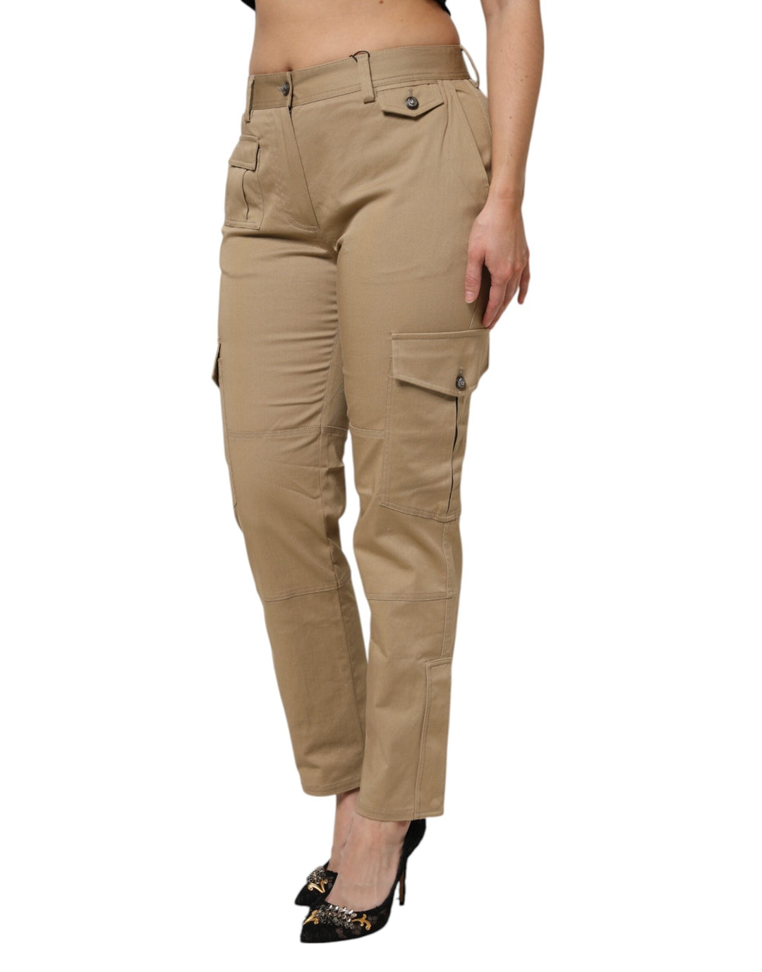 Dolce &amp; Gabbana Brown Cotton Cargo Tapered Pants