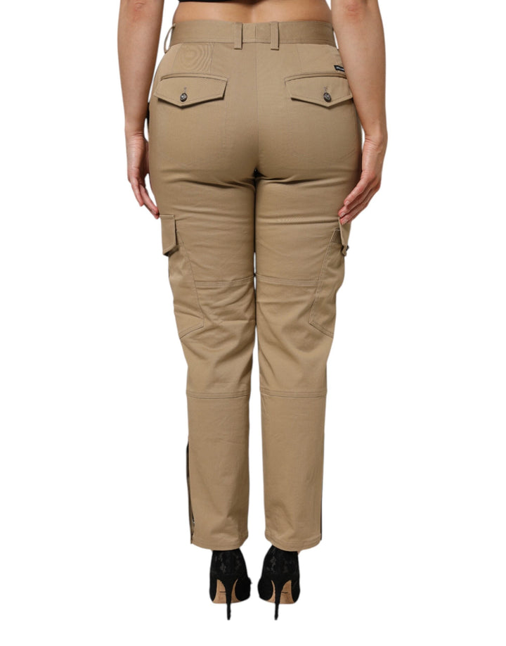 Dolce &amp; Gabbana Brown Cotton Cargo Tapered Pants