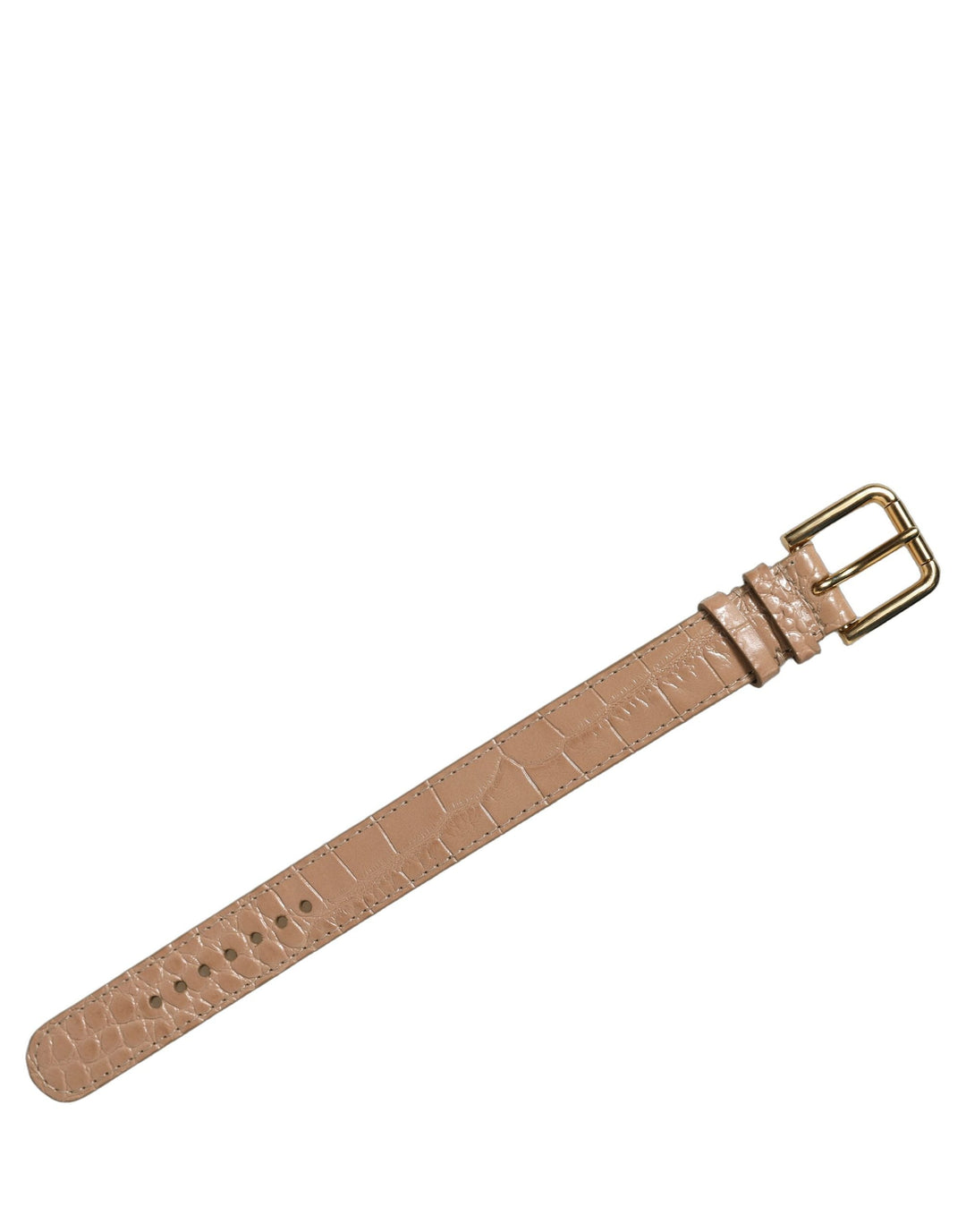 Women’s Dolce &amp; Gabbana Brown Embossed Leather Gold Buckle Belt Strap Bracelet