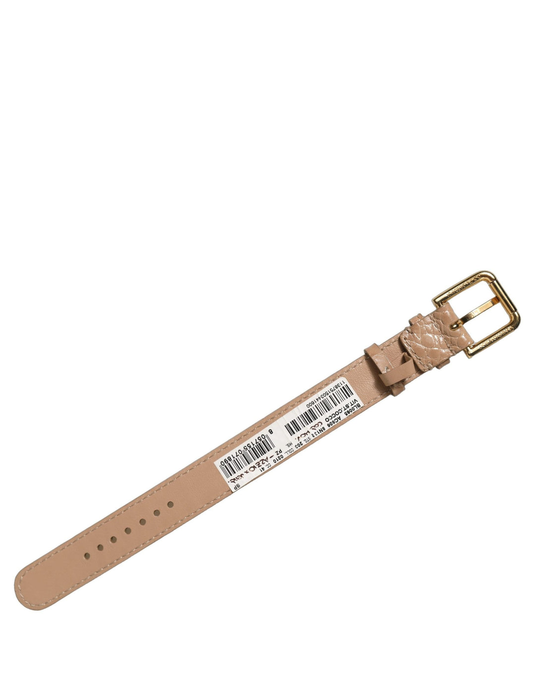 Women’s Dolce &amp; Gabbana Brown Embossed Leather Gold Buckle Belt Strap Bracelet