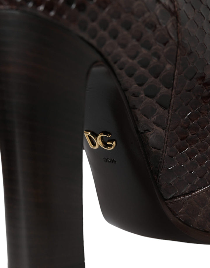 Women’s Dolce &amp; Gabbana Brown Exotic Leather Heels High Boots Shoes