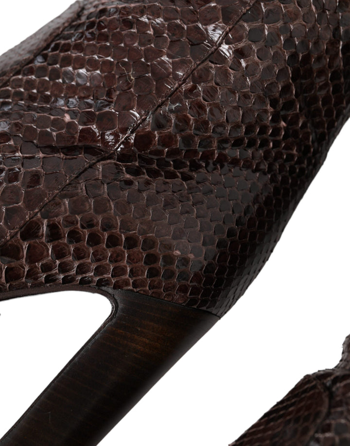 Women’s Dolce &amp; Gabbana Brown Exotic Leather Heels High Boots Shoes