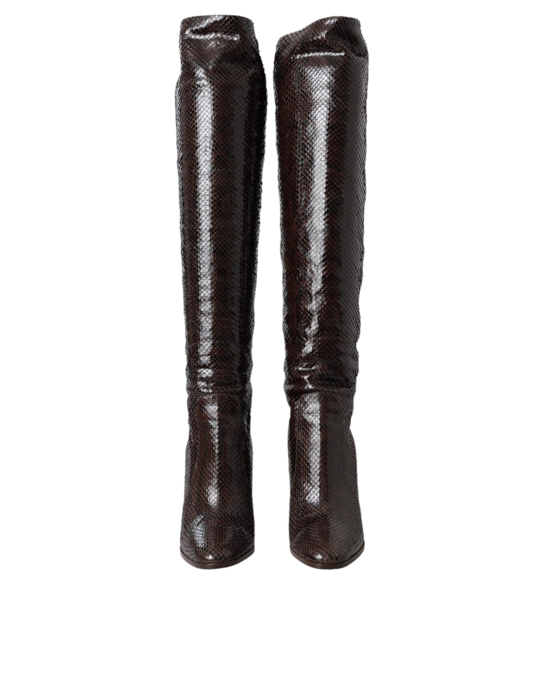Women’s Dolce &amp; Gabbana Brown Exotic Leather Heels High Boots Shoes