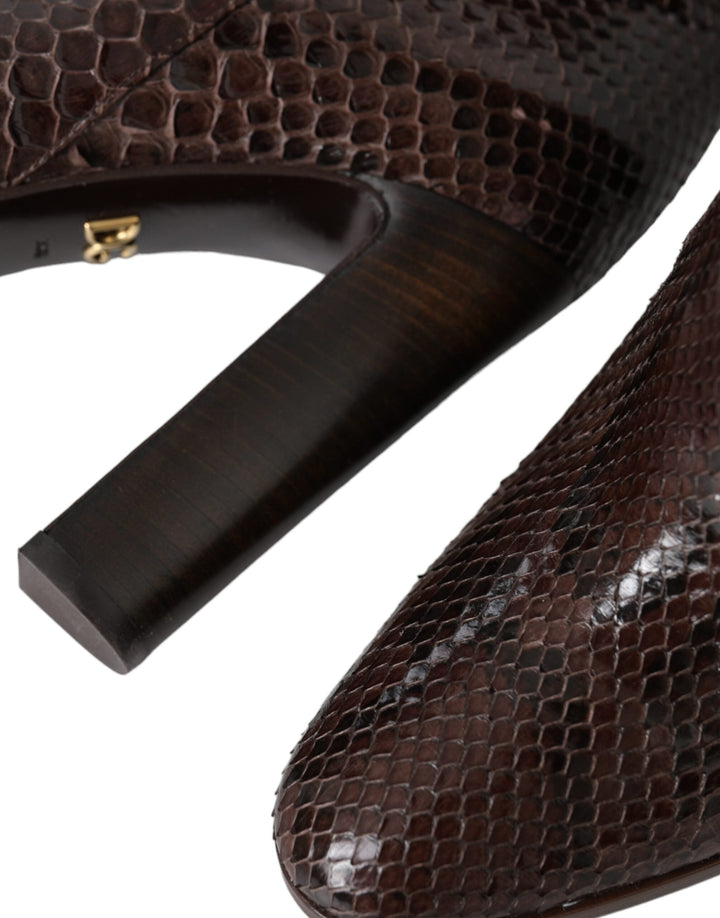 Women’s Dolce &amp; Gabbana Brown Exotic Leather Heels High Boots Shoes