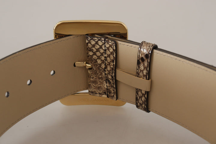 Women’s Dolce &amp; Gabbana Brown Exotic Wide Waist Leather Gold Metal Buckle Belt