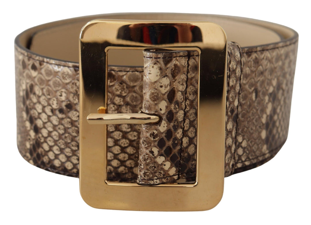 Women’s Dolce & Gabbana Brown Exotic Wide Waist Leather Gold Metal Buckle Belt