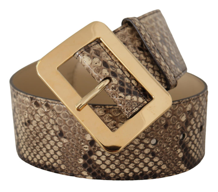 Women’s Dolce &amp; Gabbana Brown Exotic Wide Waist Leather Gold Metal Buckle Belt