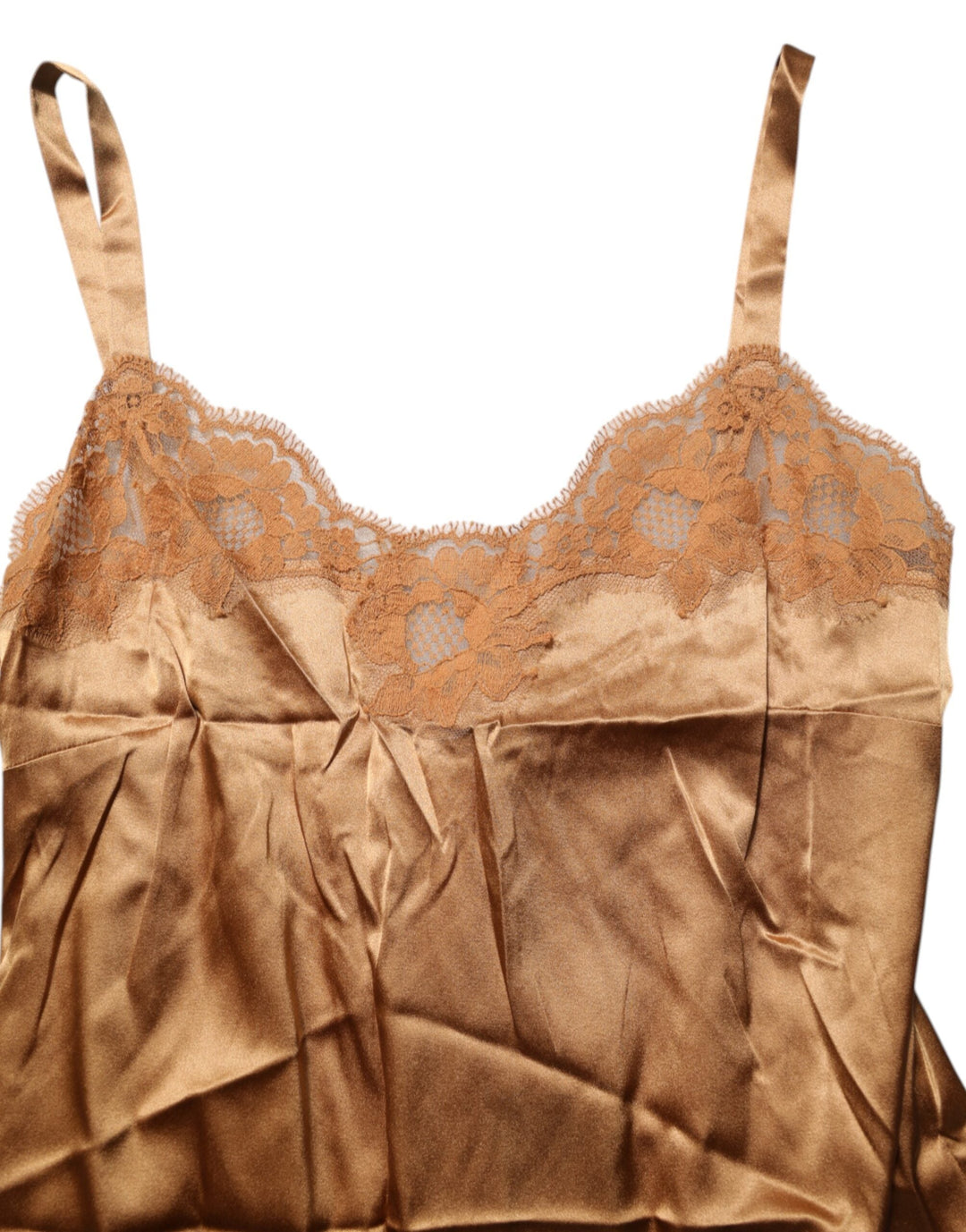 Women’s Dolce &amp; Gabbana Brown Floral Lace Tank Lingerie Sleepwear Underwear
