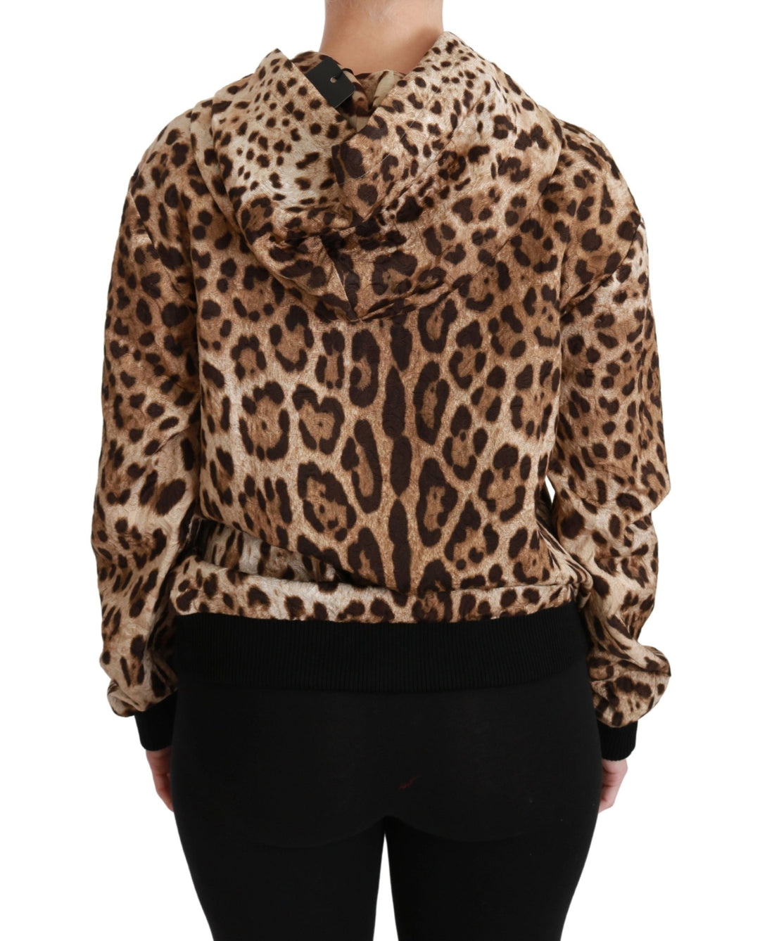 Women’s Dolce &amp; Gabbana Brown Hooded Studded Ayers Leopard Sweater