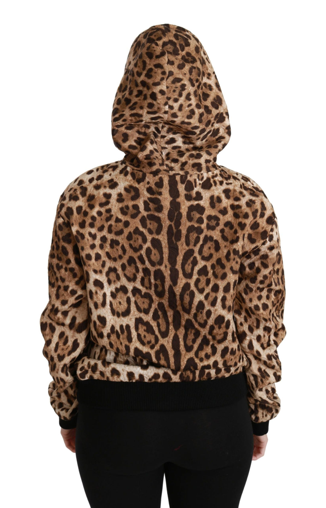 Women’s Dolce &amp; Gabbana Brown Hooded Studded Ayers Leopard Sweater