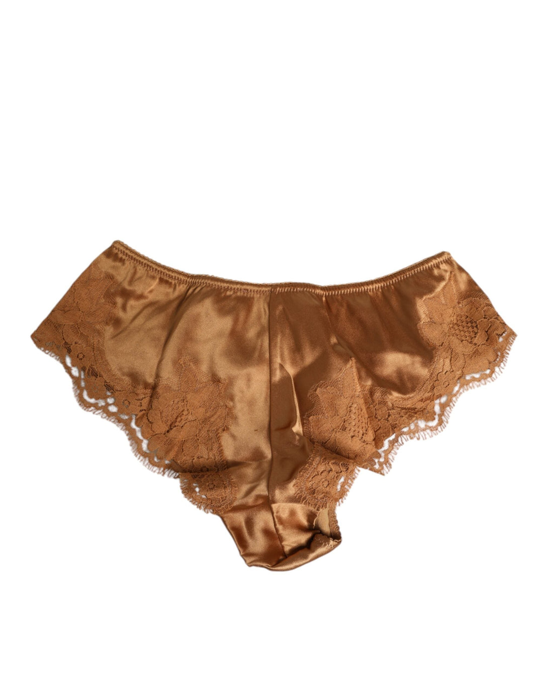 Women’s Dolce &amp; Gabbana Brown Lace Silk Satin Slip Panties Underwear