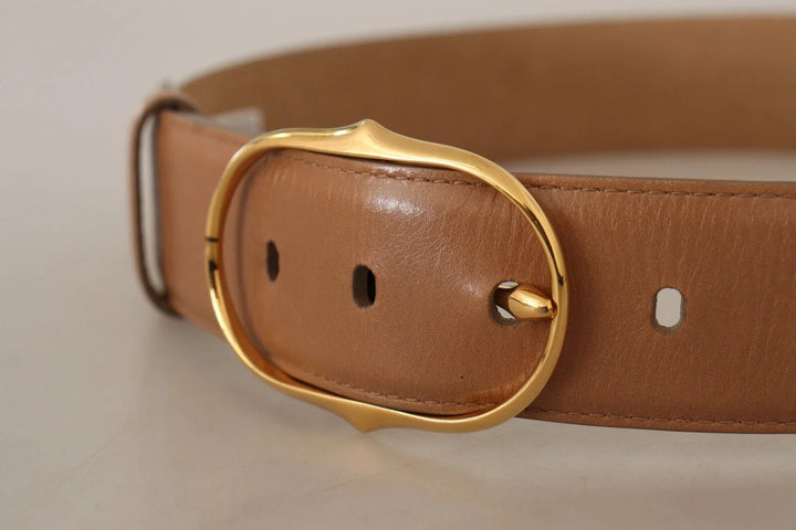 Women’s Dolce &amp; Gabbana Brown Leather Gold Metal Oval Buckle Belt