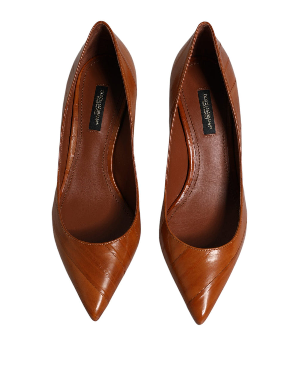 Women’s Dolce & Gabbana Brown Leather Kitten Heels Pumps Shoes
