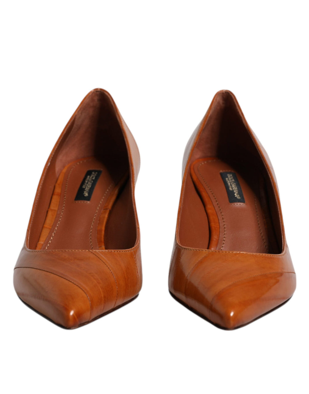 Women’s Dolce & Gabbana Brown Leather Kitten Heels Pumps Shoes