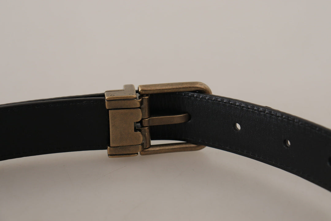 Women’s Dolce &amp; Gabbana Brown Leather Leopard Print Bronze Metal Buckle Belt