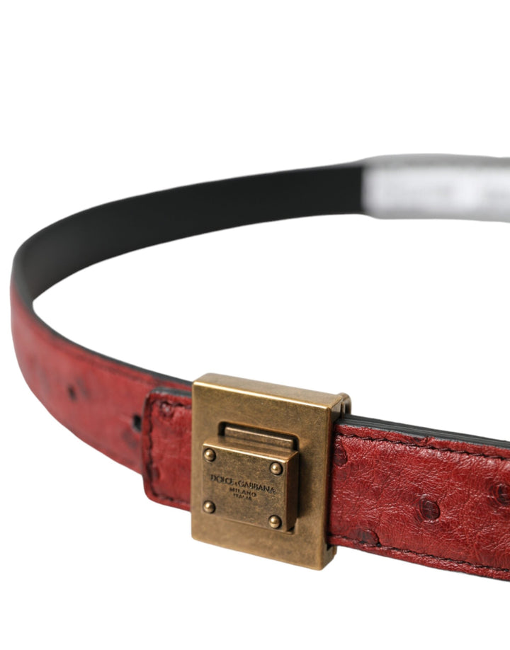 Women’s Dolce &amp; Gabbana Brown Leather Square Metal Buckle Belt