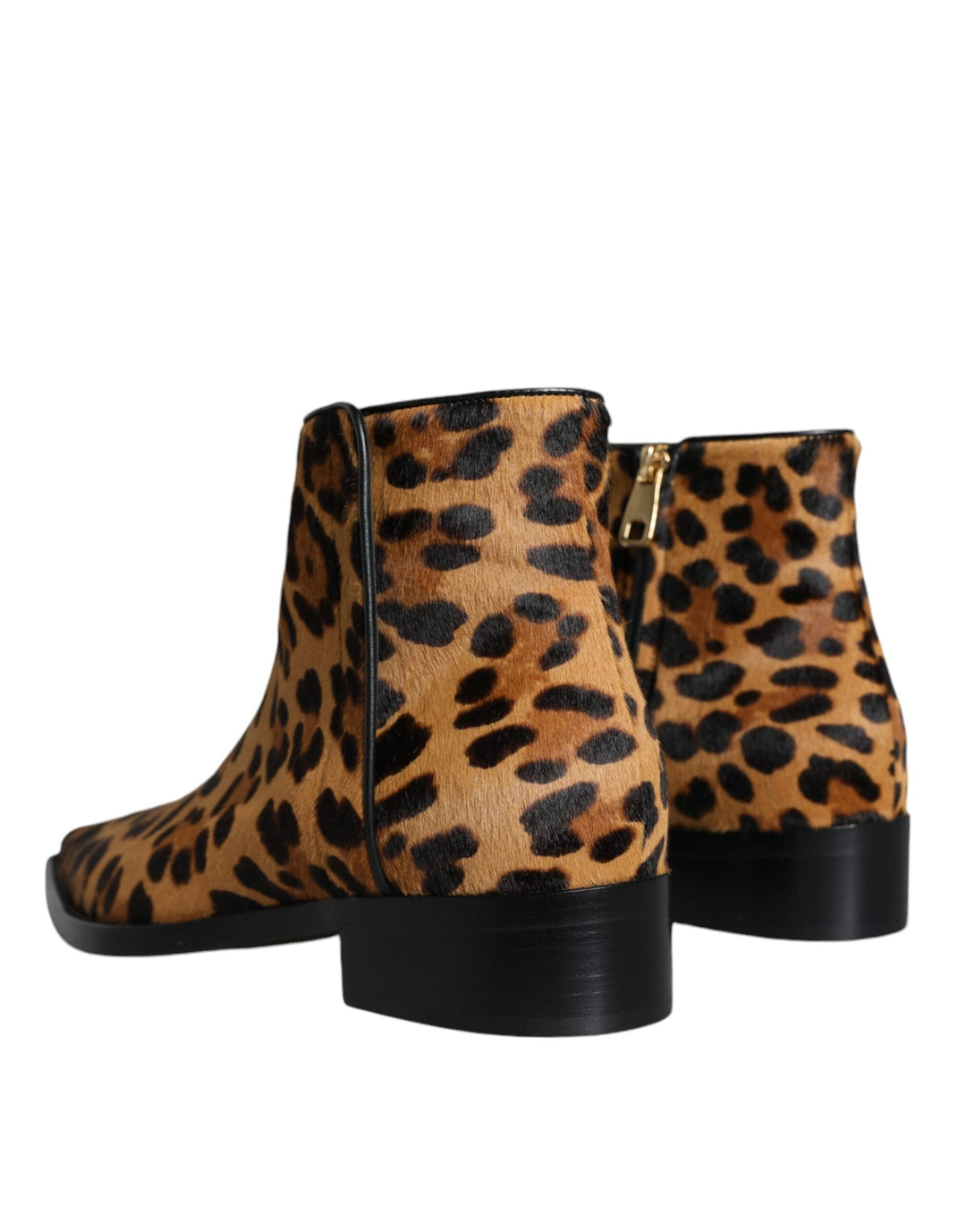 Women’s Dolce &amp; Gabbana Brown Leopard Calf Fur Ankle Boots Shoes