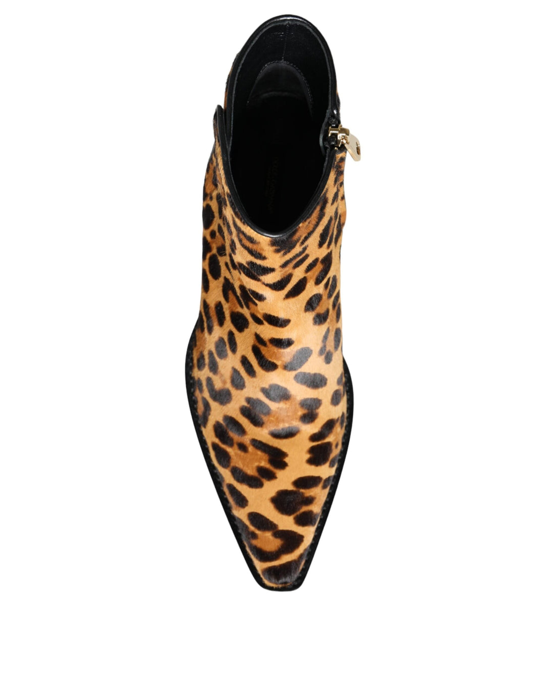 Women’s Dolce &amp; Gabbana Brown Leopard Calf Fur Ankle Boots Shoes