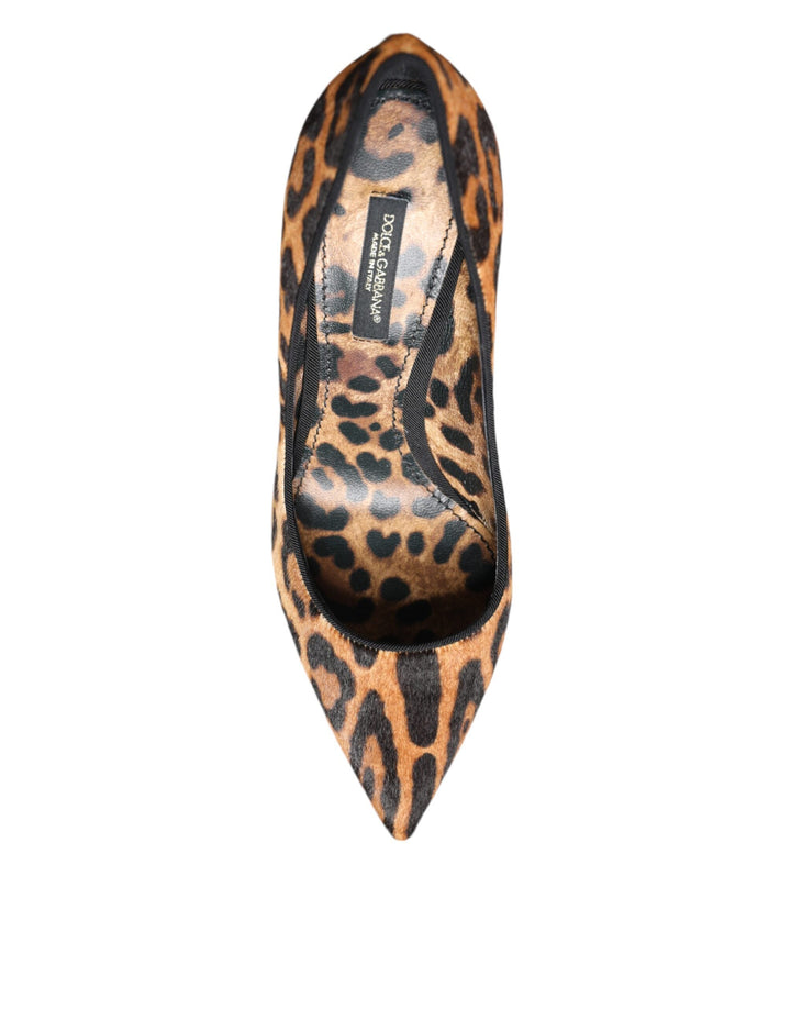 Women’s Dolce &amp; Gabbana Brown Leopard Calf Hair Heels Pumps Shoes