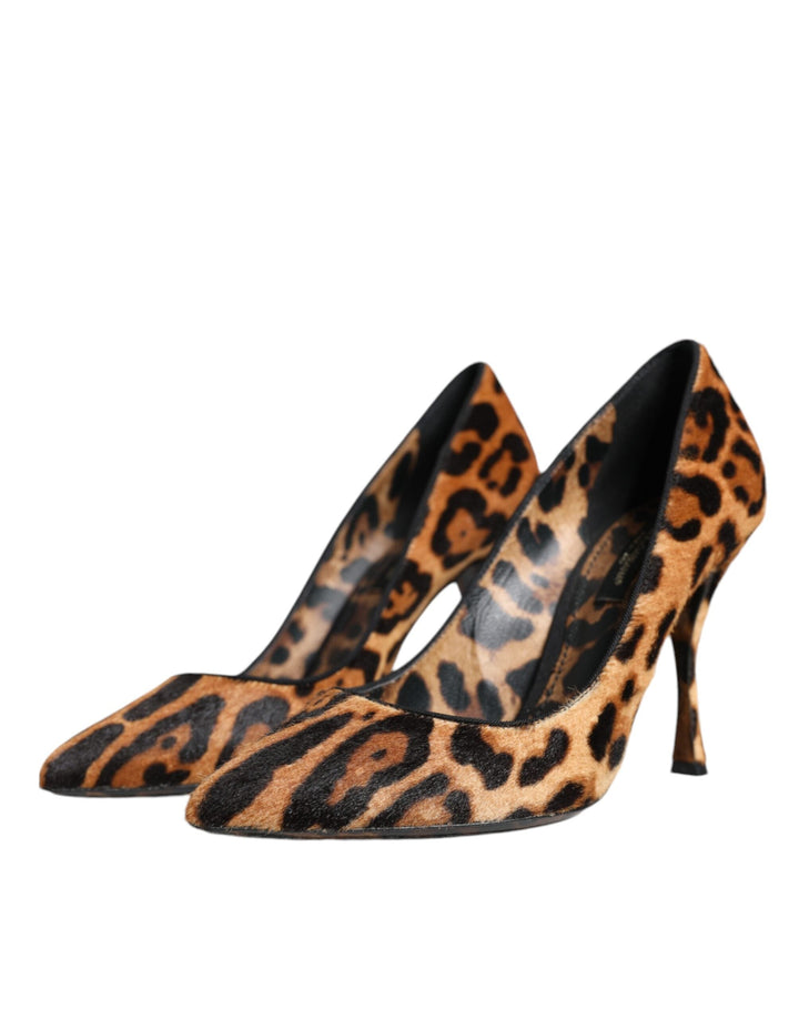 Women’s Dolce &amp; Gabbana Brown Leopard Calf Hair Heels Pumps Shoes