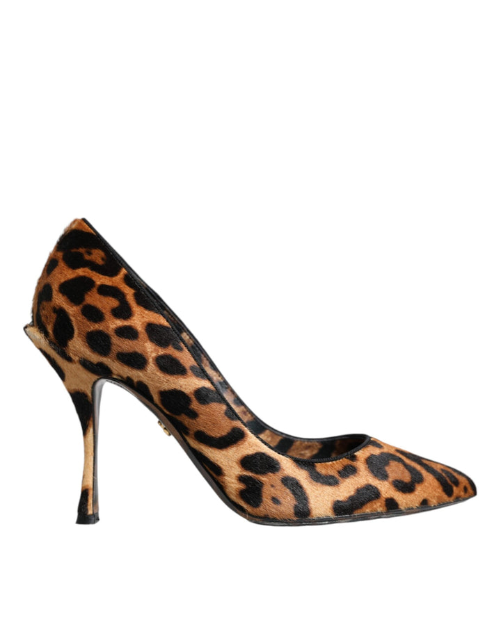Women’s Dolce &amp; Gabbana Brown Leopard Calf Hair Heels Pumps Shoes