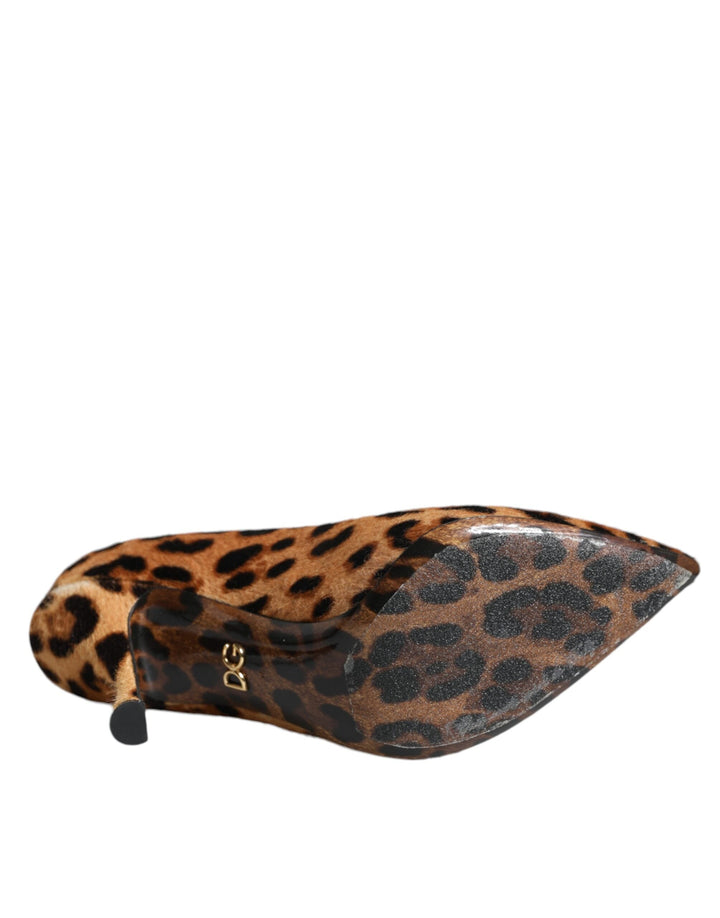 Women’s Dolce &amp; Gabbana Brown Leopard Calf Hair Heels Pumps Shoes