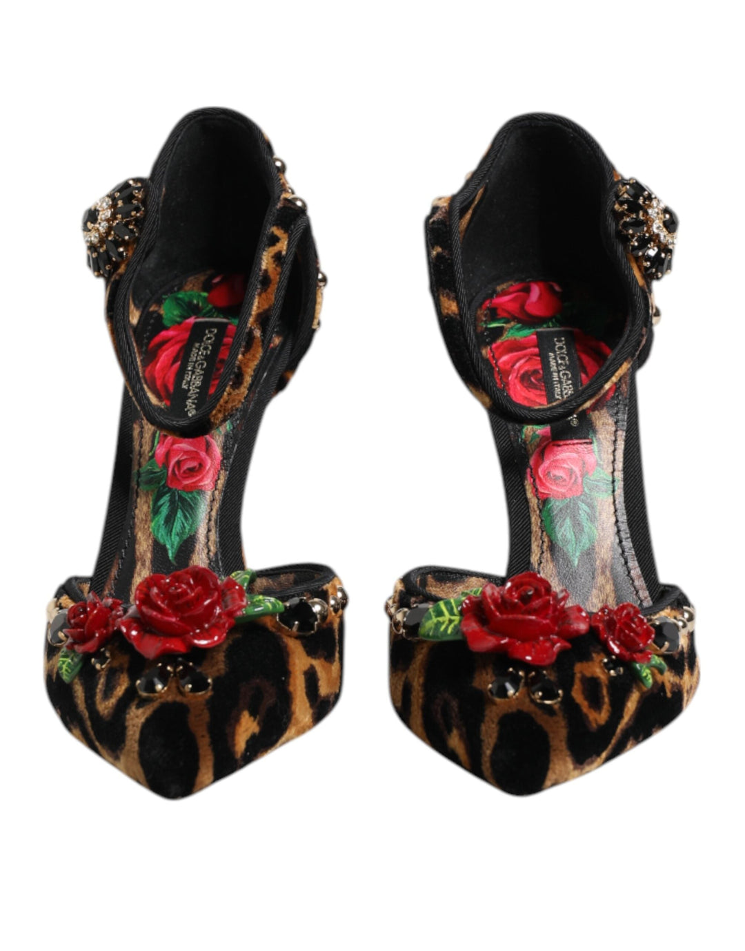 Women’s Dolce & Gabbana Brown Leopard Crystal Roses Pumps Shoes